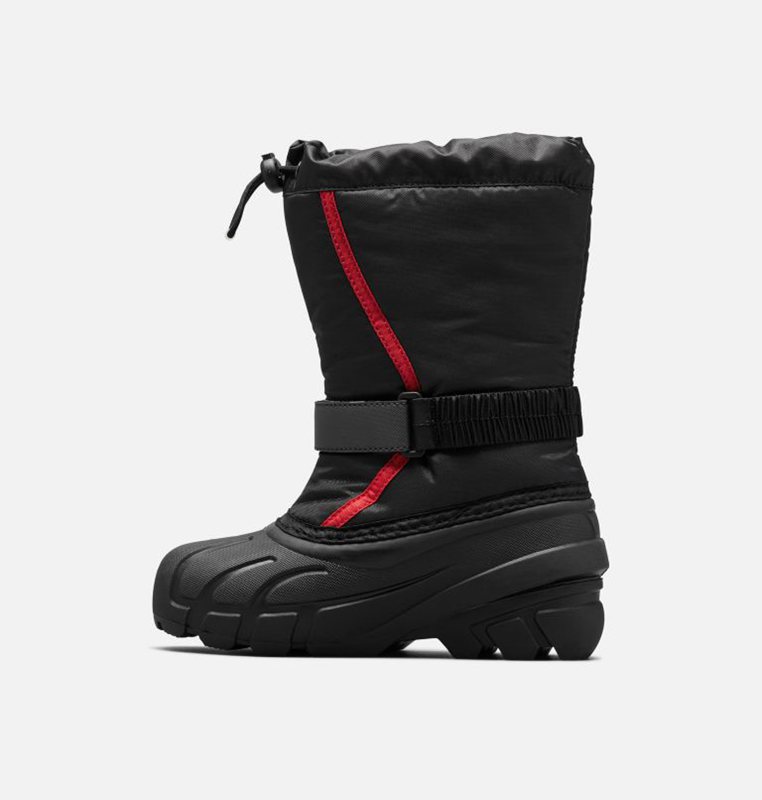 Kids Snow Boots Black/Red - Sorel Youth Flurry™ - 354-ASVHRX